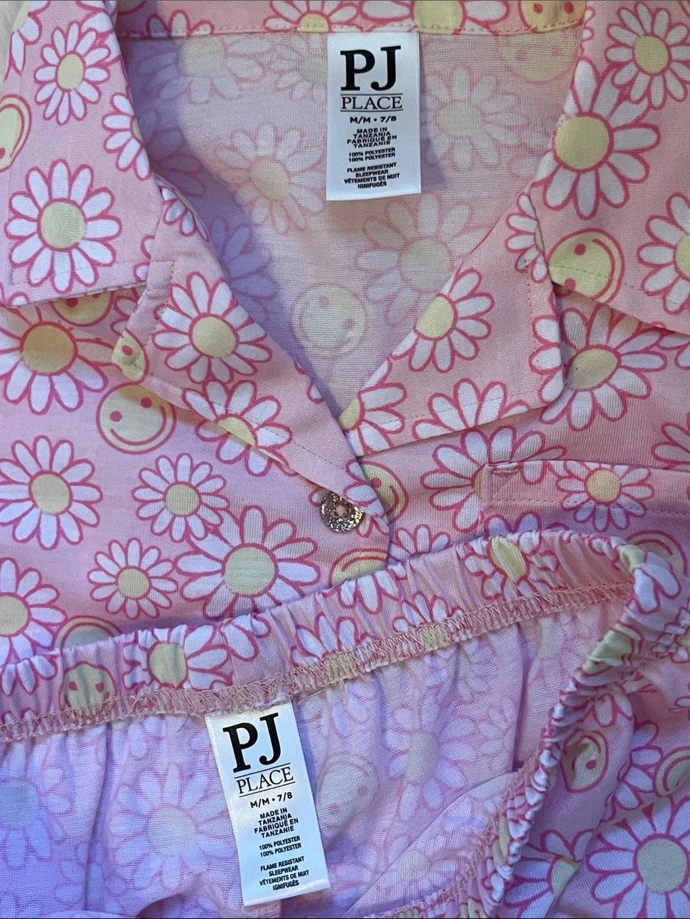 Place Pink Daisy Smile Short Pajama Set for Kids
